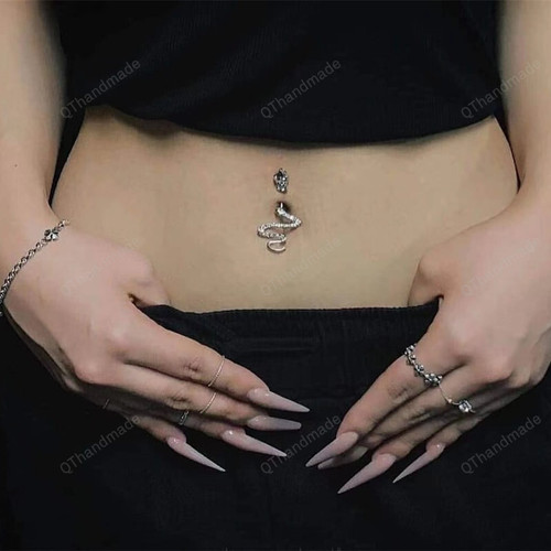 Snake Navel Ring/Custom Body Jewelry/Stainless Steel Zircon Belly Button Ring/Gift for Women/Piercing Jewelry For Woman/Valentine Gifts