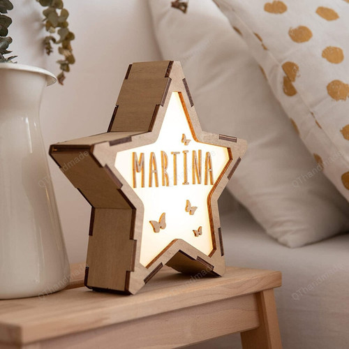 Customized Wood Star Night Light USB Name / Text Custom Lamps For Baby /Wedding Gift /Home Decor Decorative Lamp