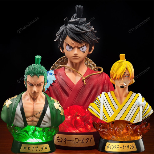 Anime One Piece Figure / One Piece Roronoa Zoro Luffy Bust PVC Action Figure Toys / One Piece Night Light Led Color Changing Figure