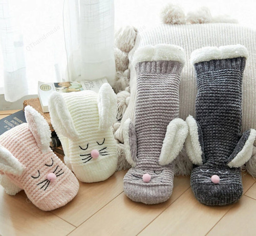 Super warm Christmas Winter Socks/Rabbit Plush Kawaii Socks/Winter Hoisery and Socks/Home Socks Carpet Foot Socks/Plush Cotton Soft Socks