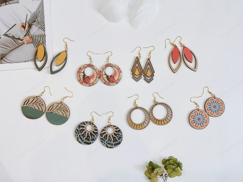 Vintage Earrings, Wooden Earring, Minimalist Jewelry, Valentine Gifts For Girls, Sun Earring, Flower Earring, Valentine Day Gift Accessories