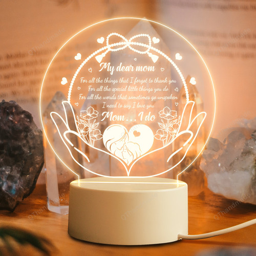 Personalized USB LED 3D Night Light / Mother's Day Gift / Birthday Gift / Bedroom Decoration / Bedside Table Lamp Unique / Gift for Mom