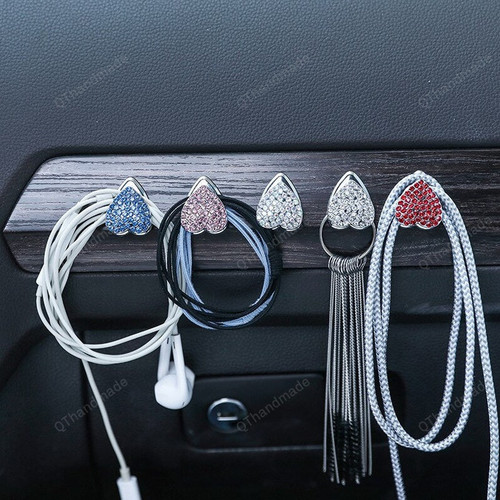 Creative Mini Bling Car Hooks Crystal Rhinestone Car Mounted Hooks For Groceries Bag Home Wall Decorations Door Hanging