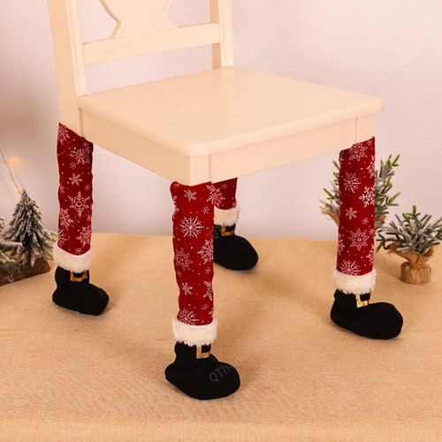 Christmas Table Foot Socks Chair Leg Covers Floor Protectors, Xmas Floor Knitted Sock Cover for Chair Leg, Christmas Chair Decoration