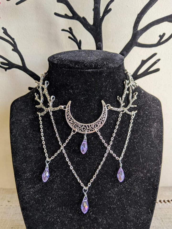 Enchanted Forest Drop Choker branches necklace witch fantasy twig jewelry spiritual gothic jewellery statement wiccan pagan