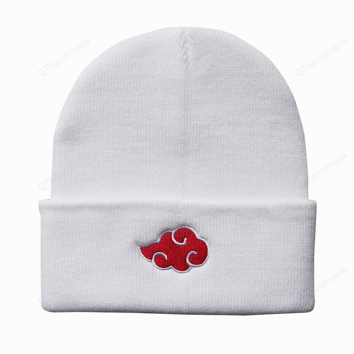 Christmas Embroidered Woolen Beanies Hat/Anime Akatsuki Cosplay Red Cloud Embroidery Cap/Xmas Santa Hat/Christmas Beanies Winter Warm Hat
