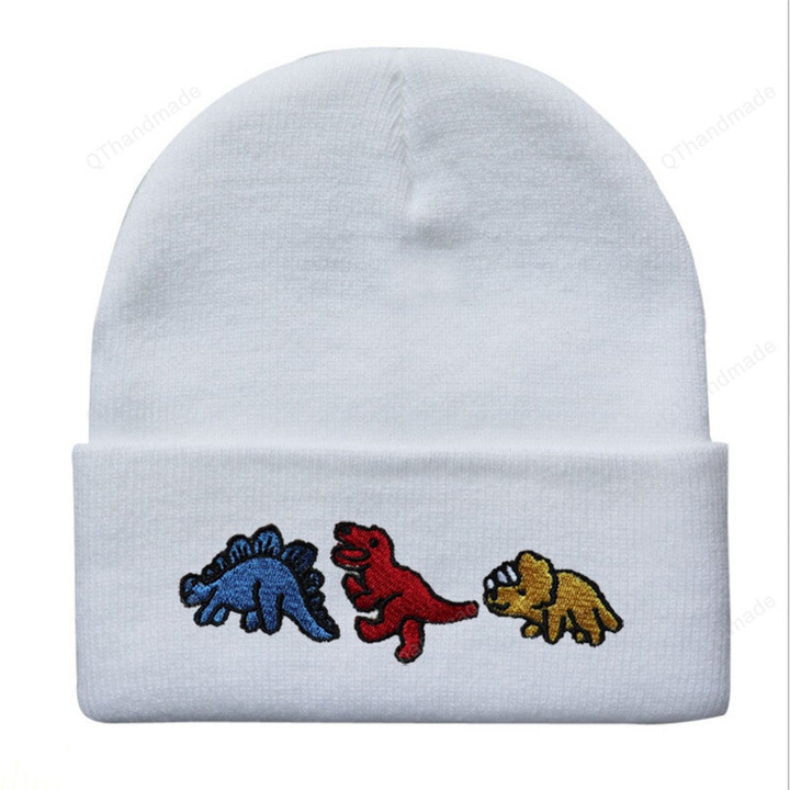 15 Colors Christmas Dinosaur Embroidery Beanie Winter Hat/Cartoon Warm Skullies Beanies Cute Hat Casual Outdoor Hats/Xmas Santa Hat