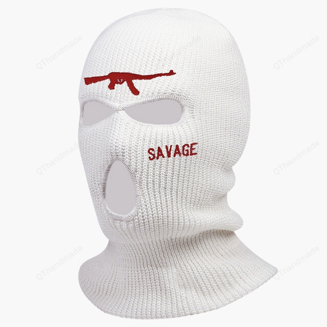 Limited Embroidery AK47 Gun Savage Ski Mask/3 Hole Knit Hat Face Cover Balaclava Full Face Mask/Outdoor Sports Party Beanies Caps/Beanie hat