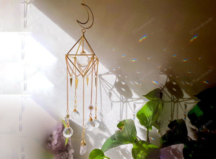Royal Geometric Quartz Crystal suncatcher/Hanging Prism/Rainbow Maker/lightcatcher/Car charm accessories/ornaments/negative energy removal