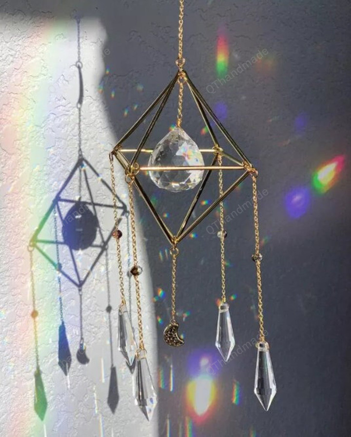 Sacred Angel Aura Quartz Suncatcher/Rainbow Prism/Prism Suncatcher/Window Sun Catcher/Aura quartz Suncatcher/Car ornament/Sun catcher
