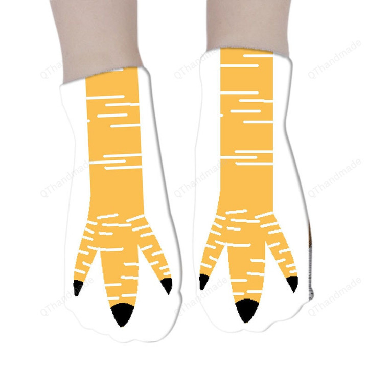 3D Print Funny Chicken Foot Claw Socks Women Ankle Cartoon Ainimals Happy Socks Creative Ladies Toe Feet Cosplay Short Socks