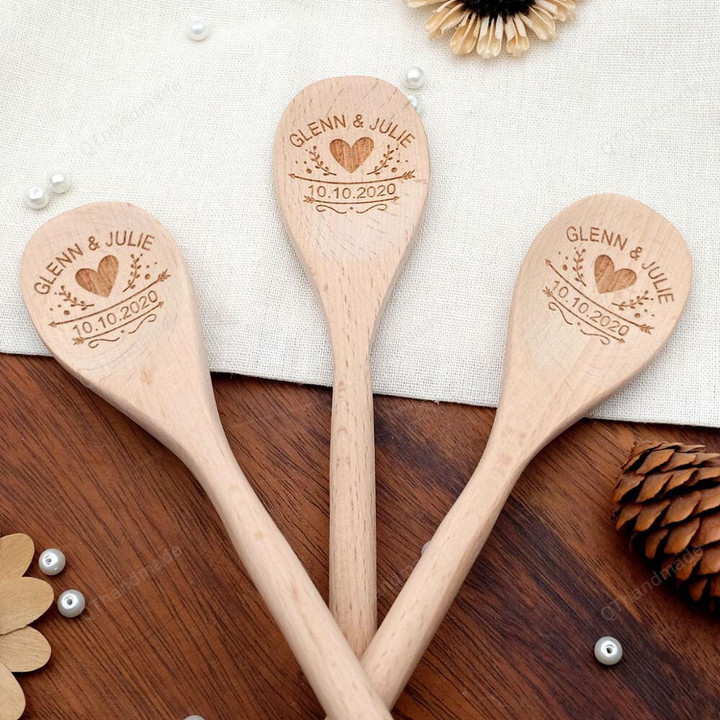 Personalised Wooden Spoon/Wedding Shower Favors Cooking Spoon/Valentine's Day Gift/Custom Wedding Utensils Wooden Spoons/Wedding Favor/Couple Gift/Gift For Wife