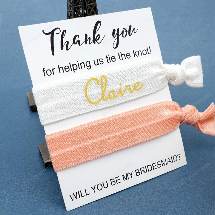 Personalized Name Hair Tie/Bridesmaid Gift/Wedding Party Favors/Bridesmaid Proposal Gift/Bachelorette Party Girl Hair Tie