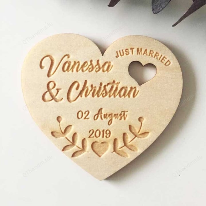 Personalized Wedding Laser Heart /Save The Date Magnets/Custom Wood Rustic/Party Favors Gifts