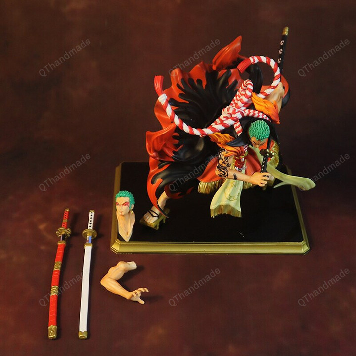 One Piece Straw Hat Pirates/ Deputy Captain Roronoa Zoro Hand-made Toy/ Kabuki Tiens Model Double Sauron Toys Kids Gift