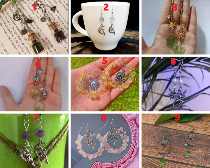 13 Styles Fairy Raindrop Leaf Hoop Earrings, Fairycore Drop Earrings, Jewelry Gift, Aesthetic Goblincore Earrings,Cottagrecore Boho Earrings