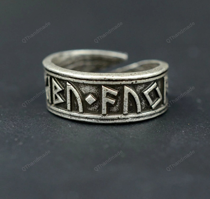 Silver Nordic Viking Rune Adjustable Ring/Statement Ring/Witchcraft jewelry/Boho Gothic Goth Ring