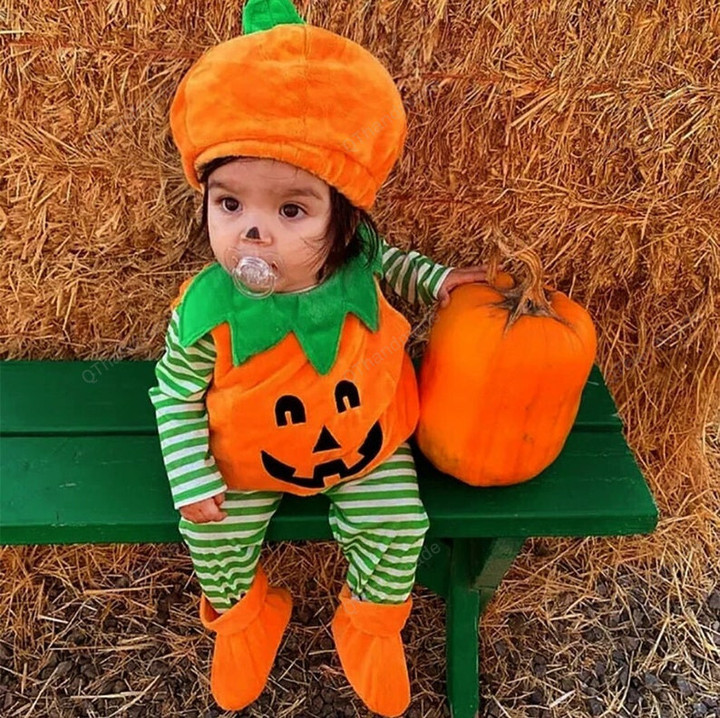 Pumpkin Costume For Baby Boys Girls Cute Pumpkin Coat Cosplay Kids Halloween Outfits Disfraz Halloween Baby/Baby Girl/Party Dress