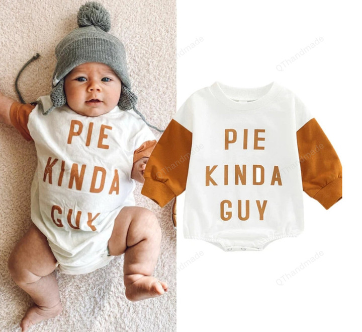 Pie Kinda Guy 0-18M Baby Girls Boys Halloween Cute Romper Color Patchwork Long Sleeve Letter Print Sweatshirt Jumpsuit/Baby Girl/Party Dress
