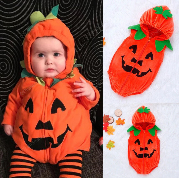 Pumpkin Baby Clothing Costume Cosplay Pumpkin Zipper Clothes Newborn Baby Romper Fashionable Cute Disfraz Bebe/Baby Girl/Party Dress