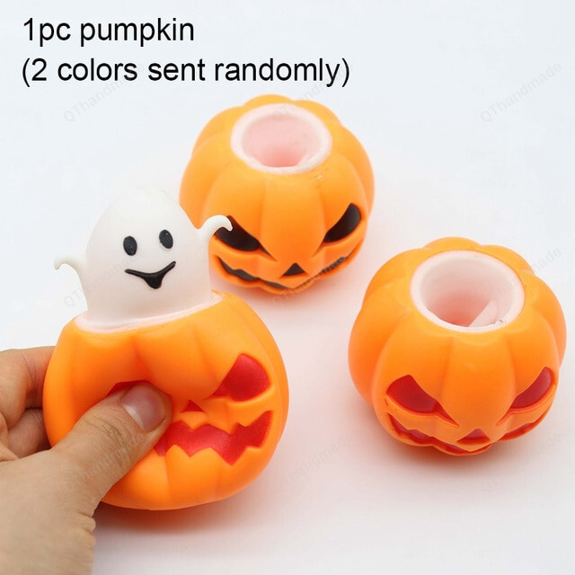 Funny Pumpkin Skull Decompression Toy, Halloween Party Decoration, Scary Halloween Favors,Thermoplastic Rubber Squeeze Bouncy Ball Kids Toys