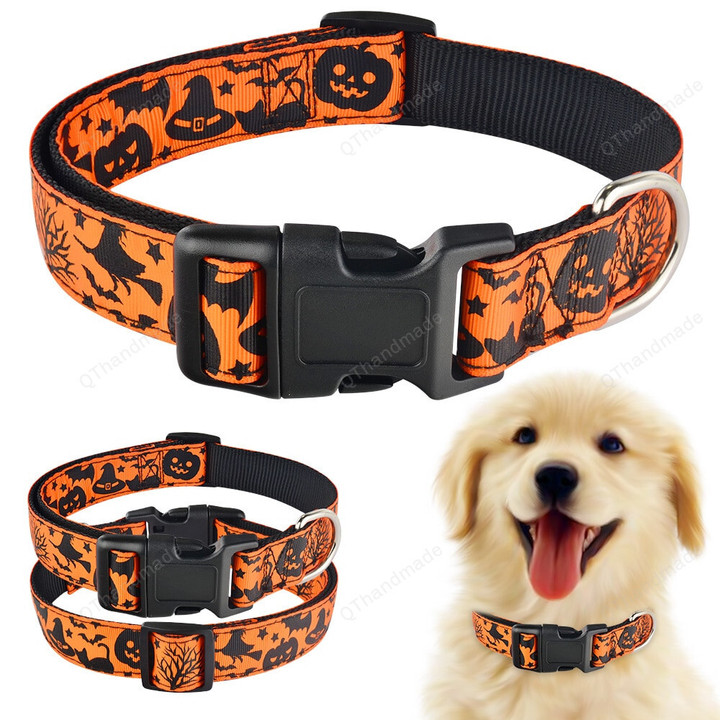 Halloween Ghost Pumpkin Bat Dog Collar Neckwear, Pet Dog Cat Neckwear, Gothic Punk Puppy Halloween Neckwear, Pet Accessories,Pet Lovers Gift