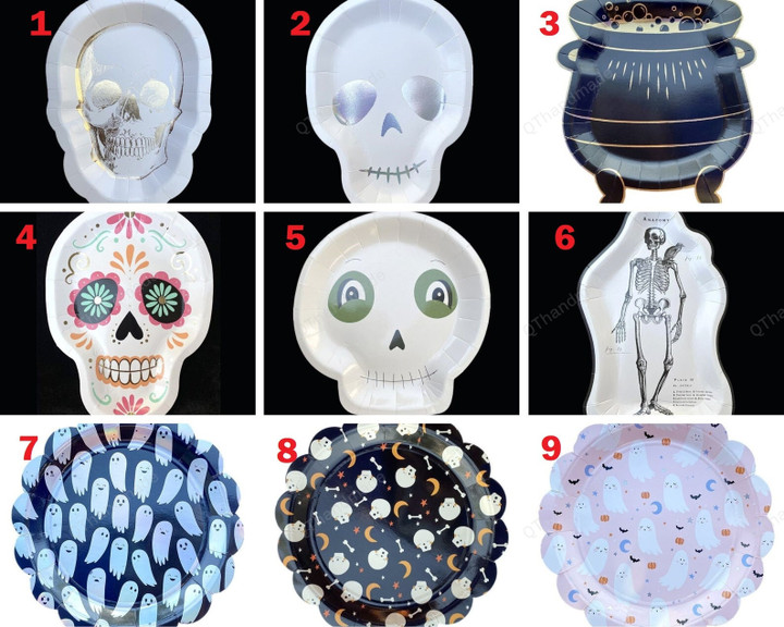 18 Styles Skeleton Spider Plates Halloween Disposable Tableware, Halloween Disposable Tableware Sets Decor, Halloween Party Supplies