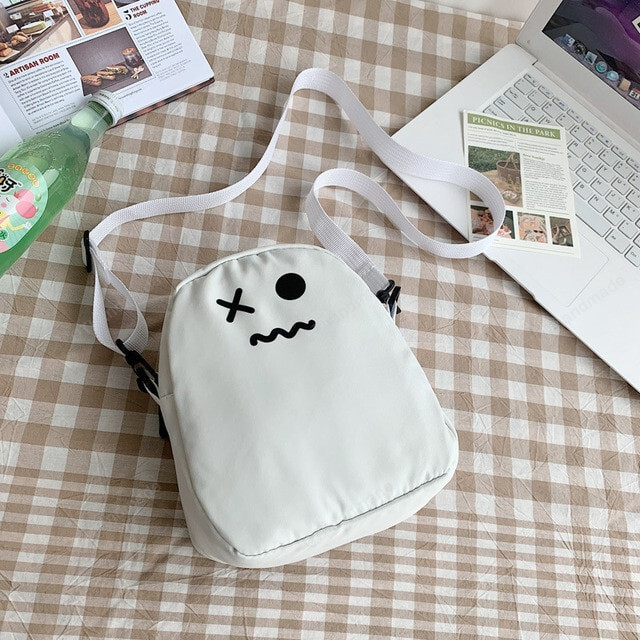Ghost Bag Purse Funny Personality Shoulder Bags, Fun Lovely Devil Cute Bag, Clash Colors Stitching Tide PU Small Capacity Satchel