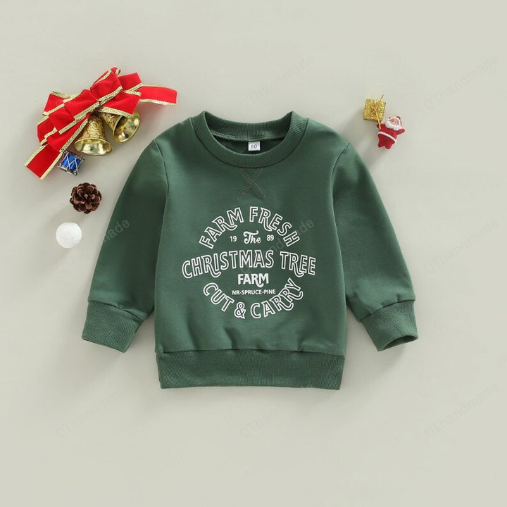 0-6Y Christmas Baby Girls Boys Letter Printed Long Sleeve Pullover Sweatshirt, Baby Clothing, Xmas Gift, Baby Christmas O Neck Sweater