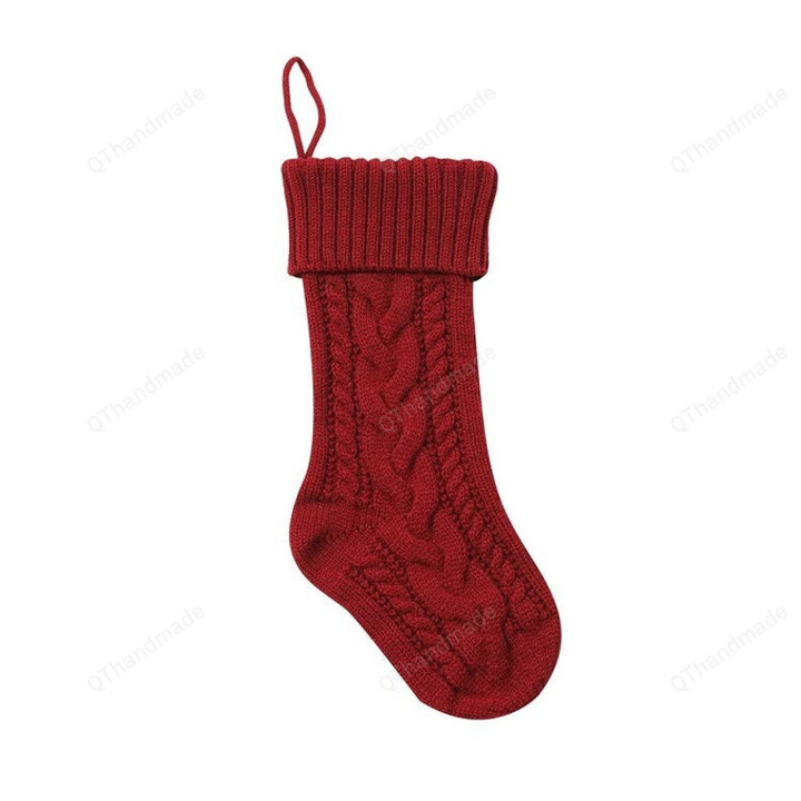 Personalized Christmas Stockings with Family Name, Custom Name Embroidery Knit Monogram Stockings, Xmas Hanging Stockings Decoration