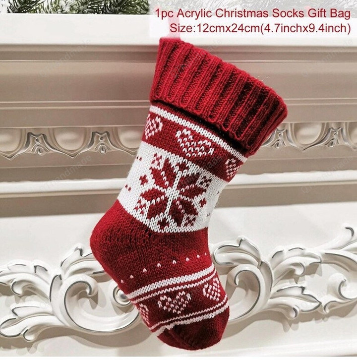 Christmas Tree Red Snowflake Hanging Socks Decor, Merry Christmas Decoration For Home, Christmas Socks Decoration, Xmas Tree Decor Gift