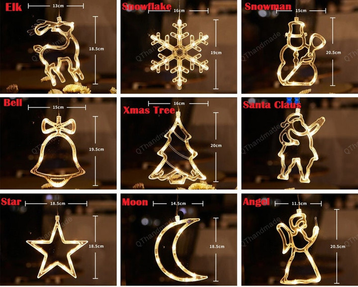 Christmas LED Light Snowflake Santa Hanging Sucker Lamp Window Ornaments Decoration for Home, Xmas Tree Hanging Decor, Christmas Gift