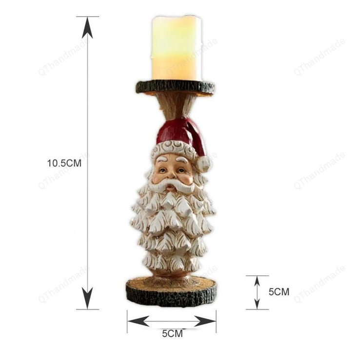 Christmas Resin Candle Holders Home Decoration, Santa Claus Snowman Candlestick Decor For Table Desk, Santa Snowman Candle Stand Ornament
