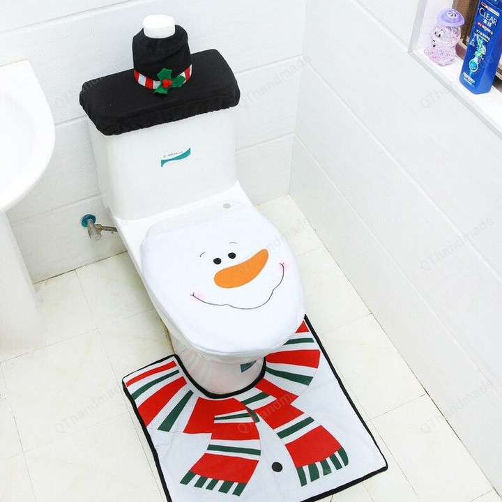Christmas Toilet Santa Claus Toilet Seat Cover, Christmas Toilet Seat Cover, Xmas Decor For Bathroom, Funny Snowman Elk Toilet Seat Cover