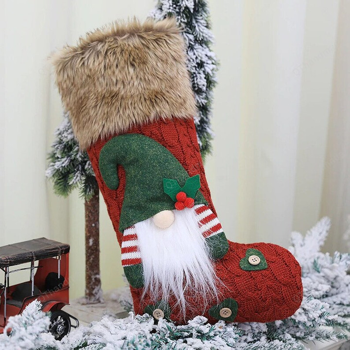 Personalized Christmas Santa Dwarf Stocking, Custom Name Christmas New Year Candy Holder Christmas Decor, Xmas Tree Hanging Decor