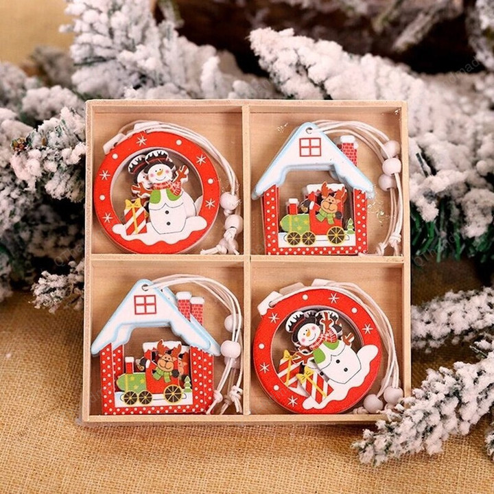 Christmas Wooden Snowflakes Tree Ornaments, Xmas Santa Claus Reindeer Ornaments Decoration, Christmas Tree Pendant Ornaments, Xmas Gift