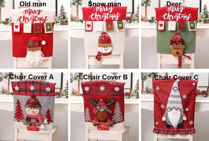 Christmas 3D Cartoon Figure Chair Seat Cover, Xmas Gift, Reusable Christmas Chair Cover, Christmas Decor For Home, 3D Chair Cover