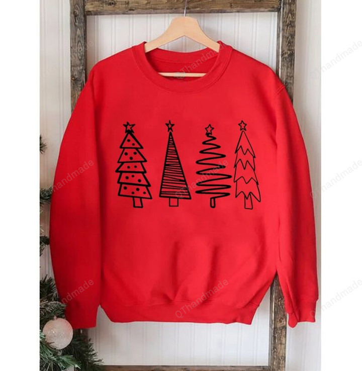 Merry Christmas 90s Tree Letter Graphic Sweatshirt, Women Casual Long Sleeve O Neck Pullover Sweater, Xmas Tree Snowflake Sweater, Xmas Gift