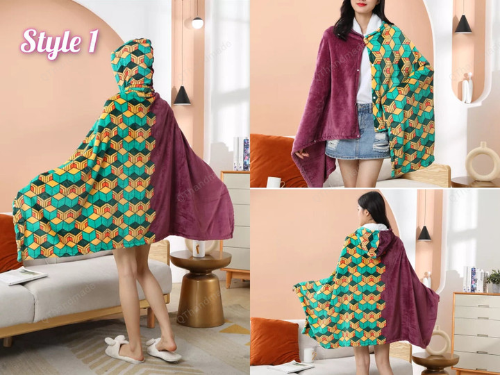 Anime Blanket Cloak, Cloak Cape Winter Warm Fleece Flannel Cosplay Costume Hoodie Gift for her, Christmas Gift, New Year Gift