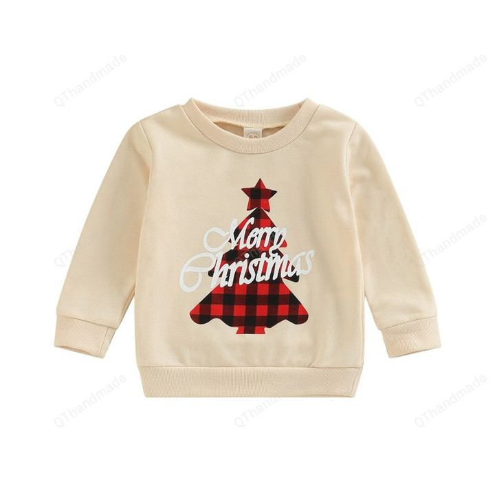 Toddler Newborn Santa Baby Letter Christmas Sweatshirt, Baby Christmas Tree Print Long Sleeve Pullovers Tops, Kids Clothing, Christmas Gift
