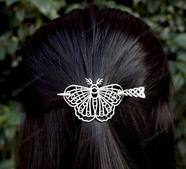 Wicca Gothic Hollow Out Moth Skull Hair Pin Butterfly Jewelry Hair Stick/Boho Wedding/Fairy Jewelry/Energy Jewelry/Hair Wedding Accessories