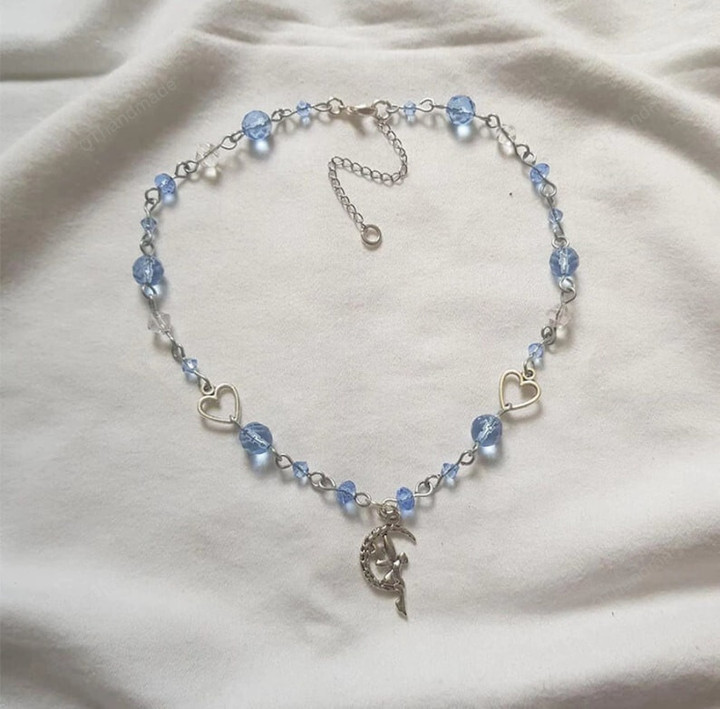 Pretty Blue Fairy Necklace Cottagecore Beautiful Handmade Fairycore Goblincore Y2k Necklace Gift Present Fairy Magic/Women Jewelry Accessories