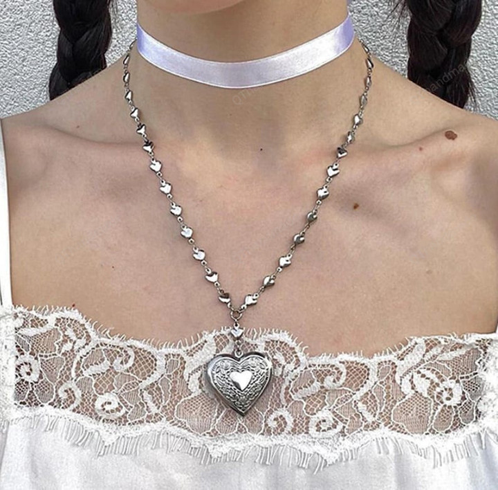 Y2K Accessories Stainless Steel Chain Heart Pendant Grunge Rock Diy Pendant Necklace Punk Jewelry Goth Choker/Witchy Fairy Fairycore