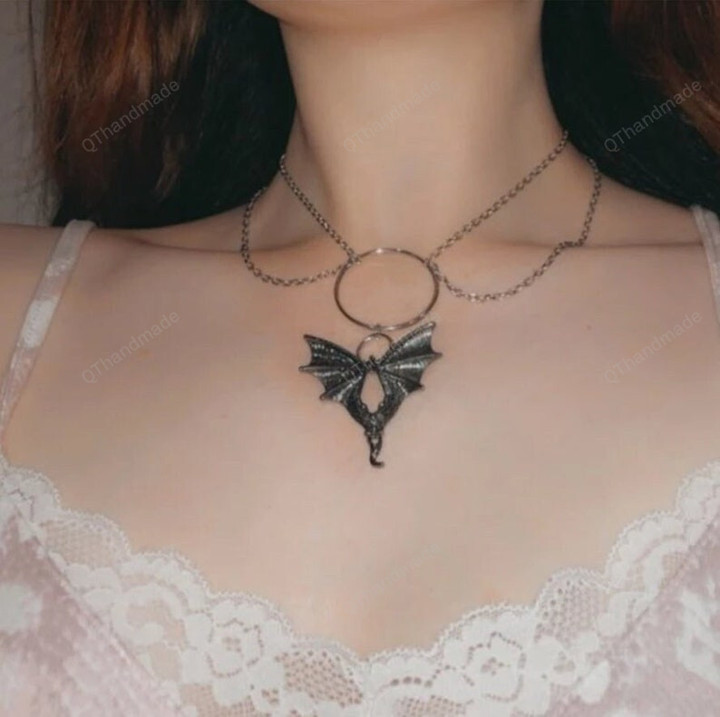 Flying Vampire Bat Chocker Necklace - Vampire Bat Pendant Necklace Dark Style Choker Bat Jewelry Gift Women Girls,Cottagecore Jewelry