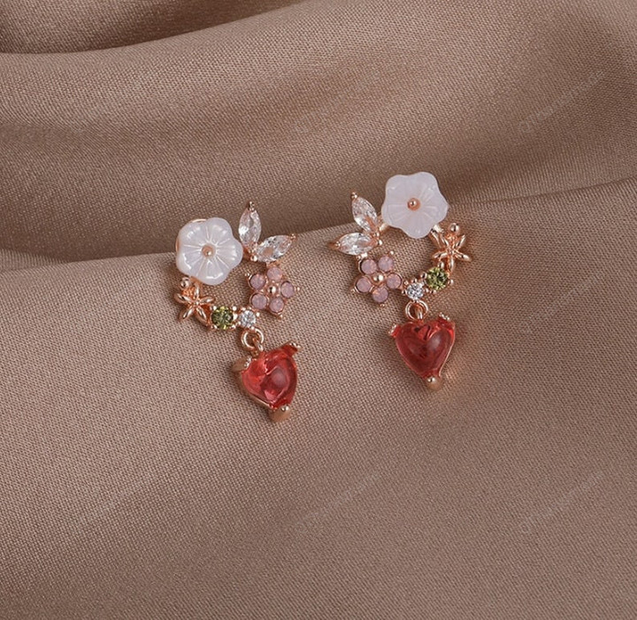 Exquisite Colorful Shell Flower Earrings Fashion Temperament Versatile Love Earrings/Fairy Cottagecore Jewelry Accessories/Cosplay Costume