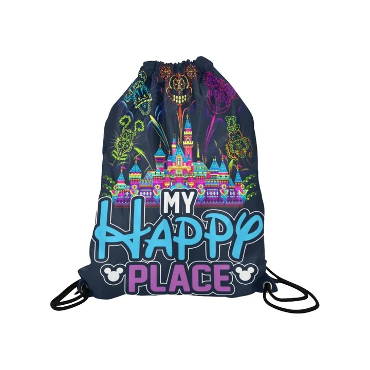 My Happy Place Medium Drawstring Bag