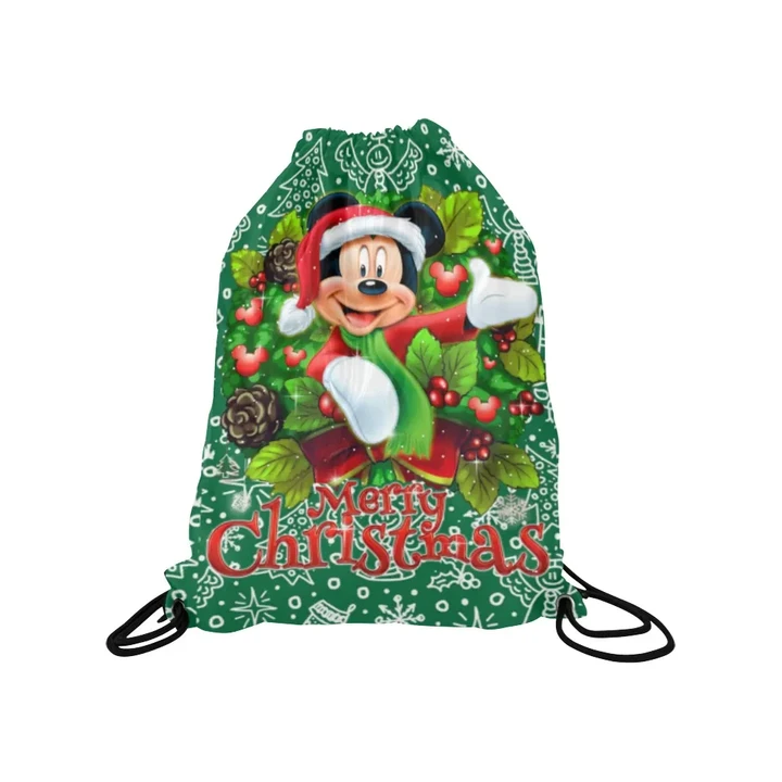 Mickey Christmas Medium Drawstring Bag