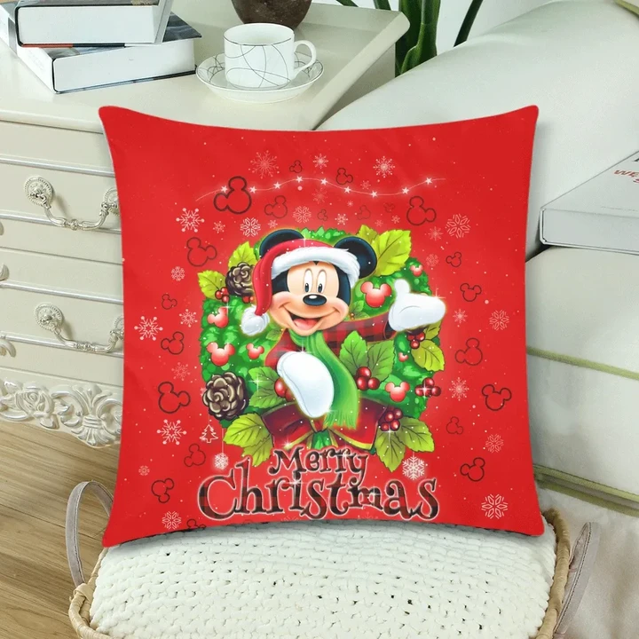 Mickey Merry Christmas Custom Zippered Pillow Cases 18"x 18" (Twin Sides) (Set of 2)