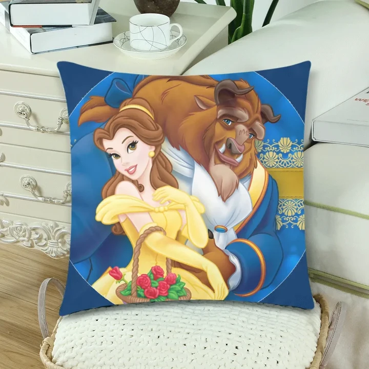 Beauty & The Beast Custom Zippered Pillow Cases 18"x 18" (Twin Sides) (Set of 2)
