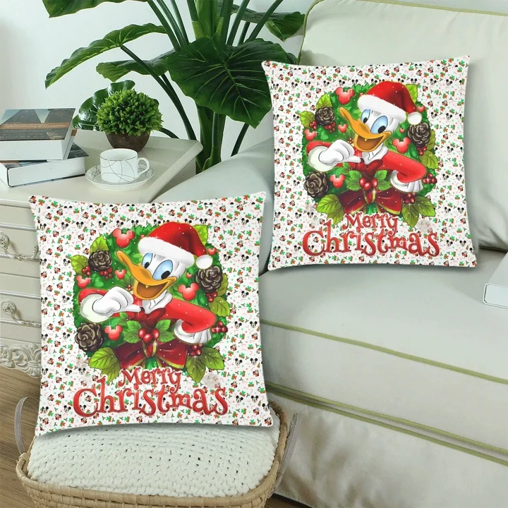 Donald Merry Christmas Custom Zippered Pillow Cases 18"x 18" (Twin Sides) (Set of 2)
